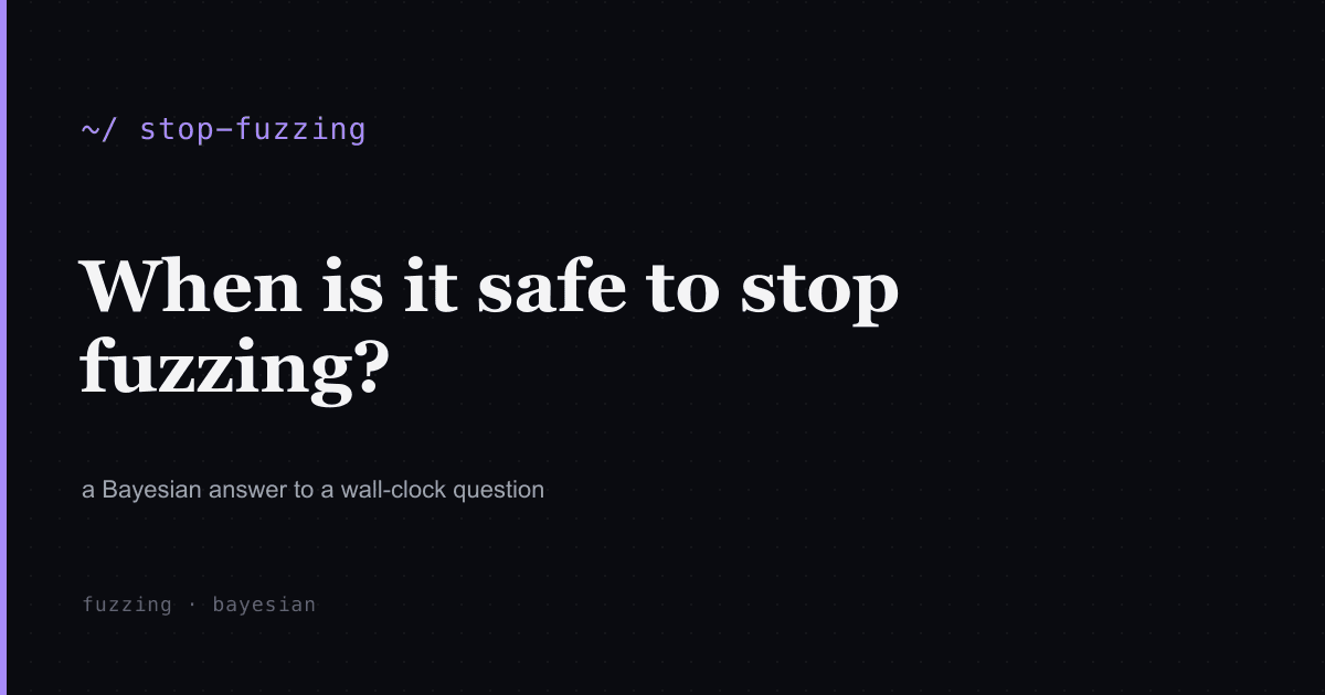 When to stop fuzzing: a Bayesian answer to a wall-clock question.